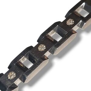 Men's Heavy Stainless Steel‎ 316L Bracelet 10K Gold Diamond Accents 8.5in 53g